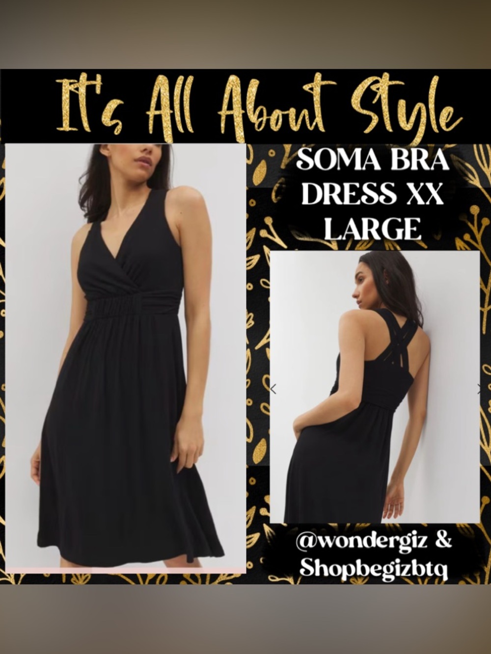 SOMA Soft Jersey Dress Cross Back Strap Bra  Size XXLarge NWT